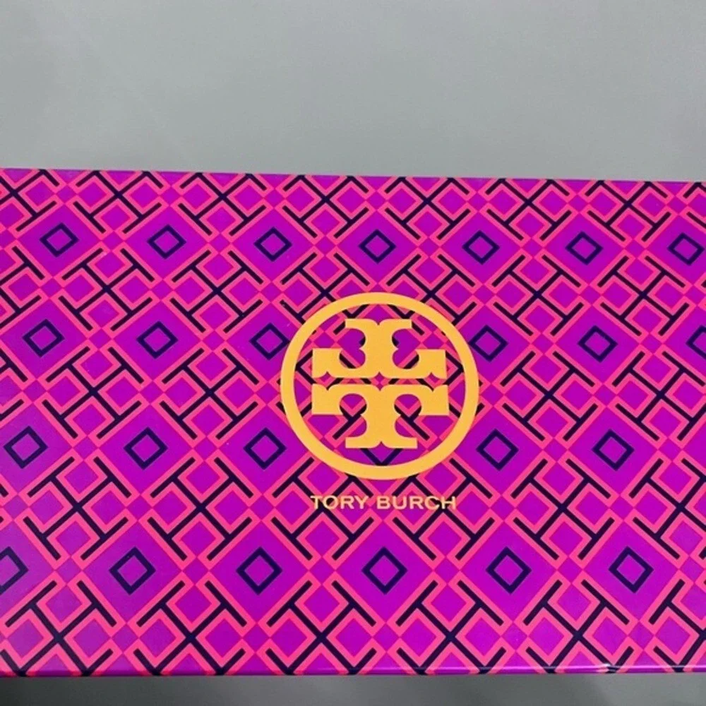 Tory Burch Navy Blue Suede Ballet Flats Gold Logo Size 8M